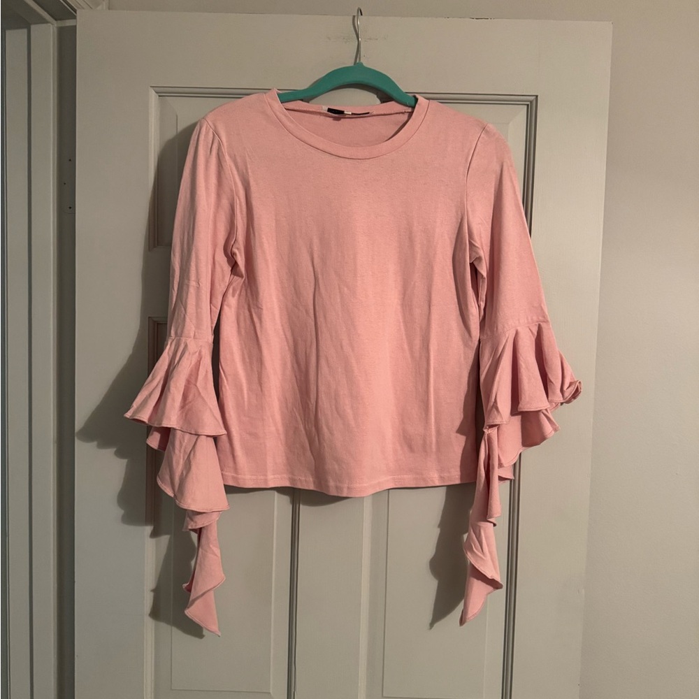 English Factory Pink Ruffle Sleeve Top